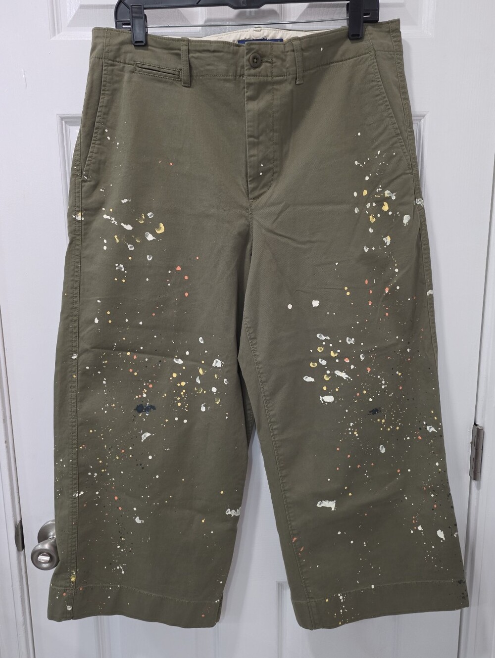 POLO Ralph Lauren Paint Splatter Chino Pants / Culottes Olive Green Size 14